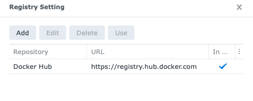 Docker registry settings