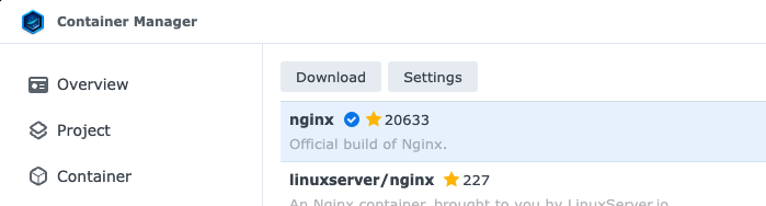nginx on container manager