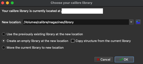 Choose library dialogue
