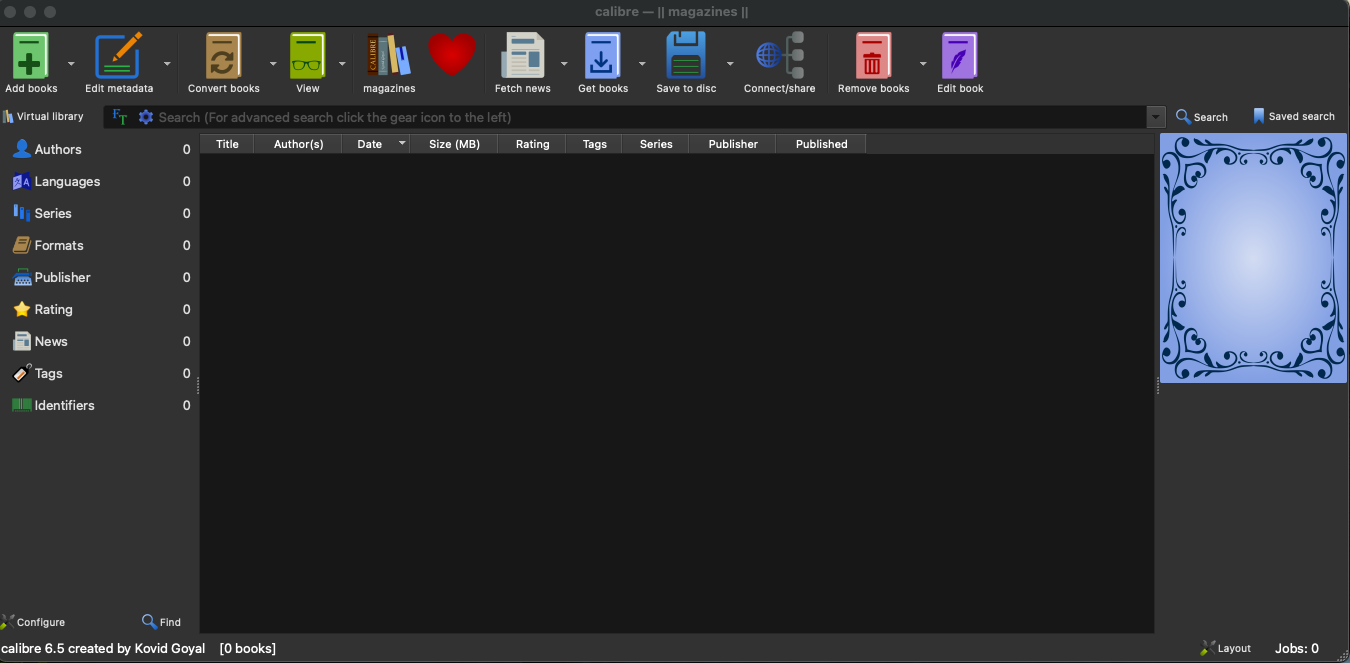 Empty Calibre library