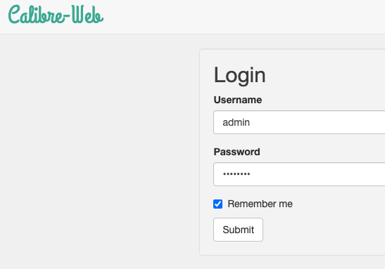 Calibre-web login page