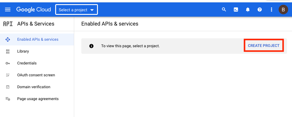 Create Project in Google Cloud