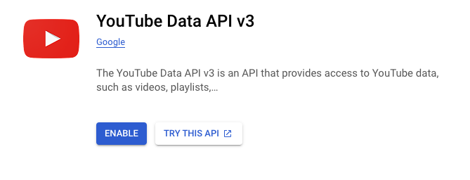 Enable YouTube API
