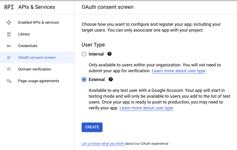 OAuth consent screen