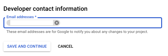 Developer contact information