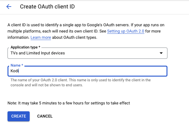 Select application type and name