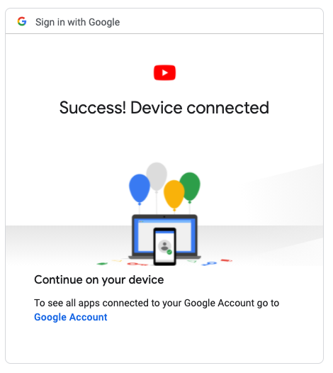 Successful connection message