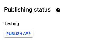 Publishing status showing Testing