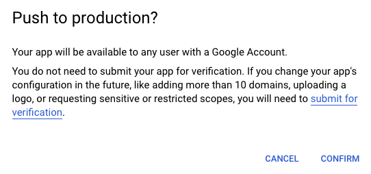 Confirmation to push to production