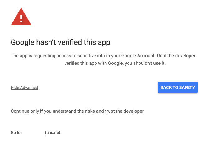 Go to app link showing