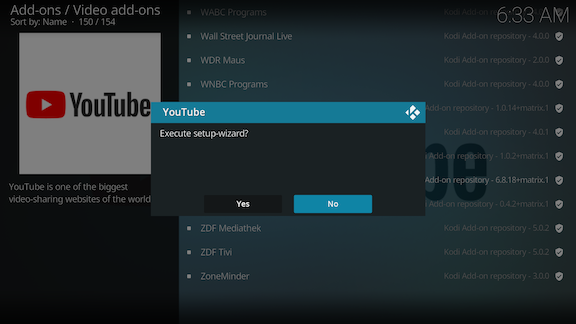 Dialog box asking to execute setup wizard