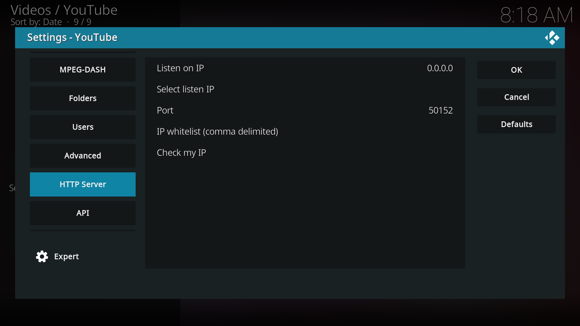 HTTP server settings