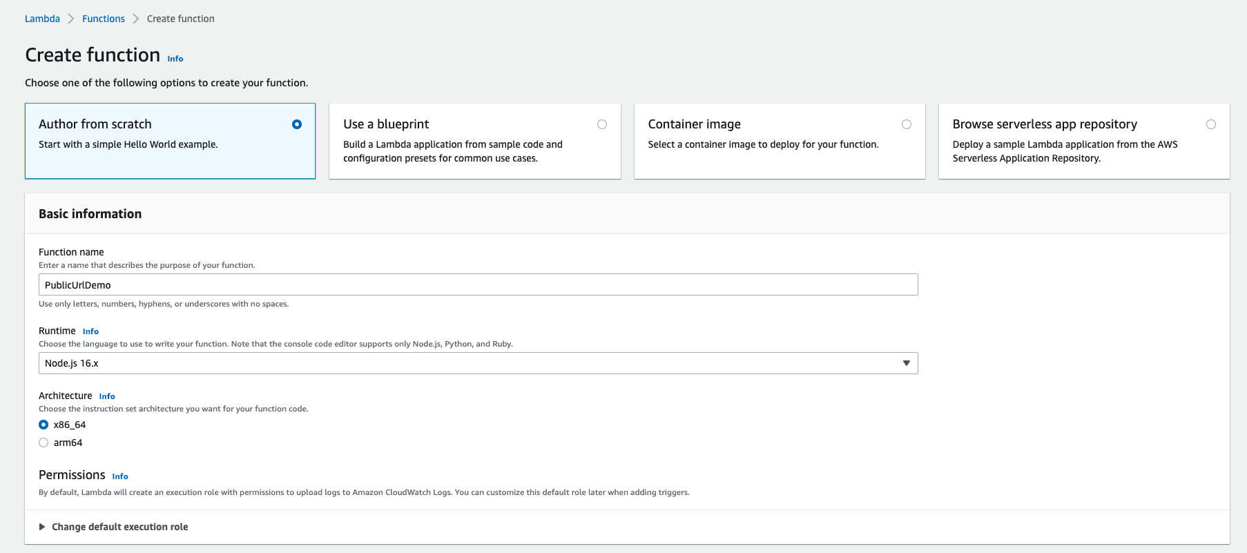 Create Lambda Function - Step 1