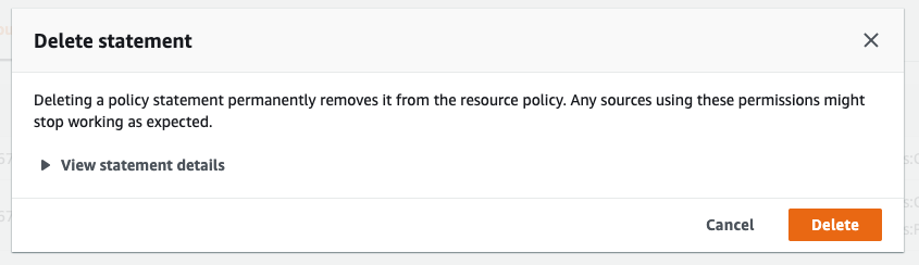 Delete policy confirmation