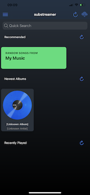 Substreamer overview screen showing the song