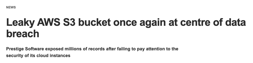 News about leaky AWS S3 bucket