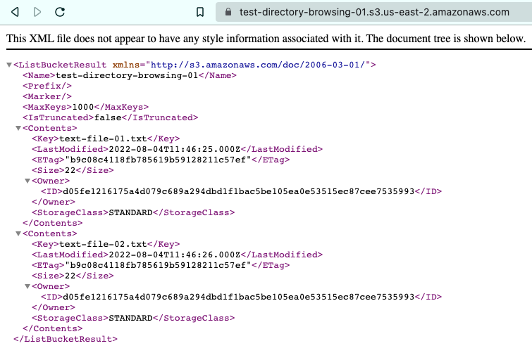 File list showing file details