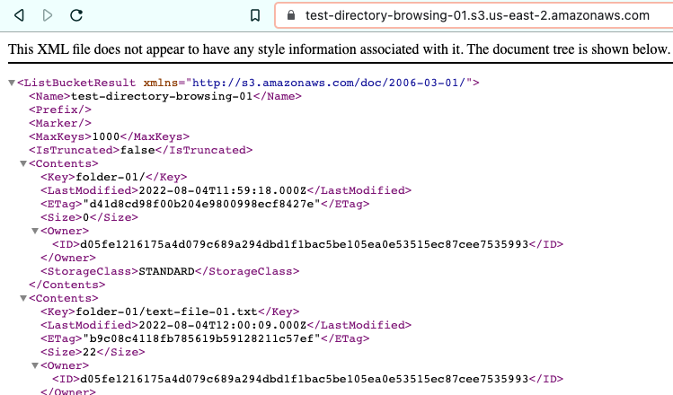 File list XML showing folders
