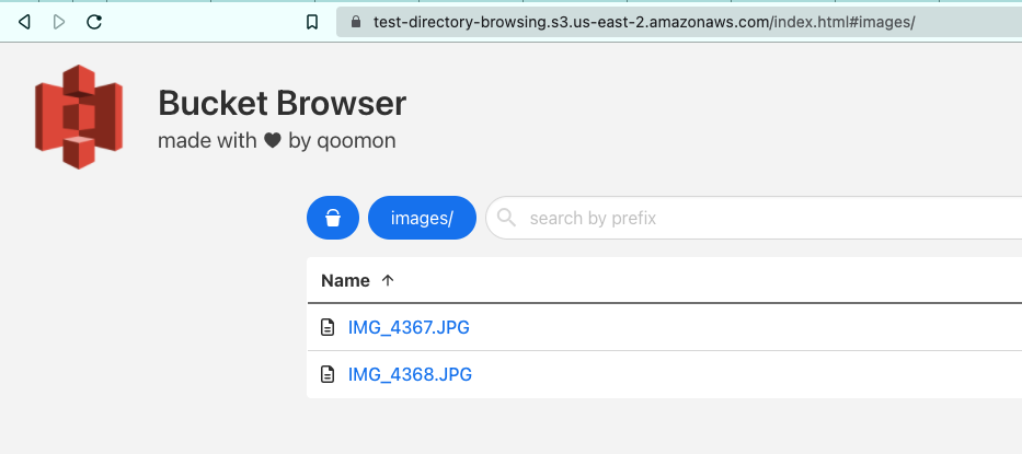 Files listed under a folder