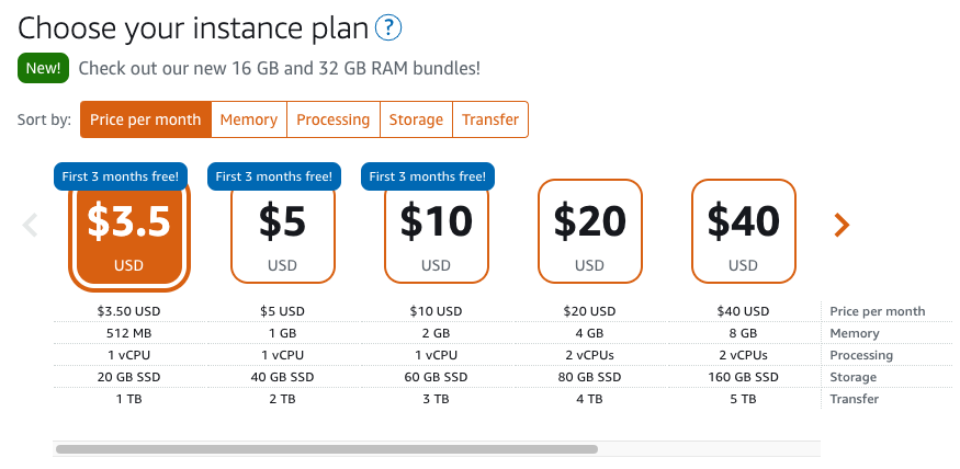 Select instance plan