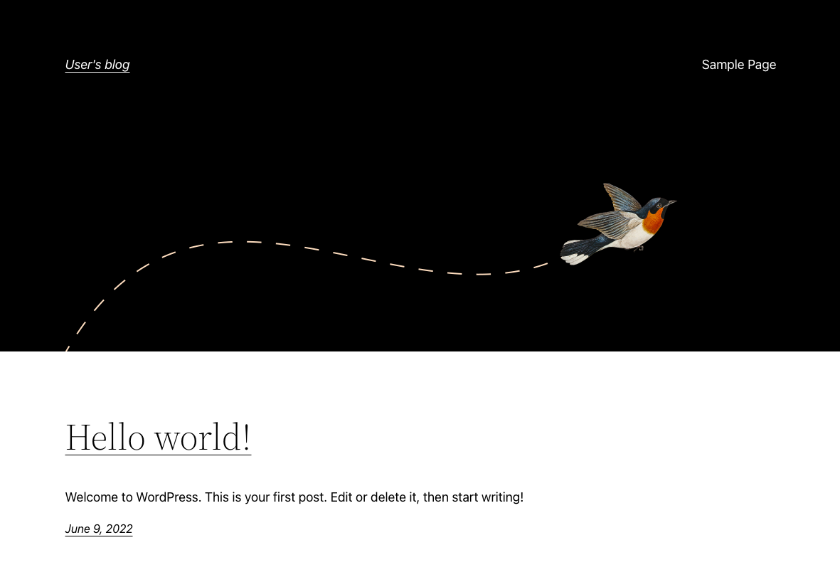 WordPress default home page