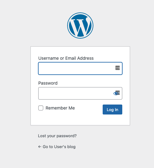 WordPress login page