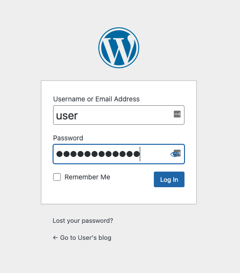 Default password in the terminal