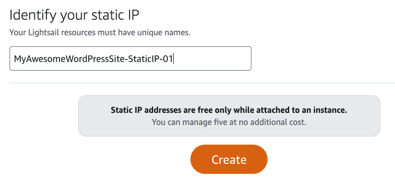 Rename IP address and click create