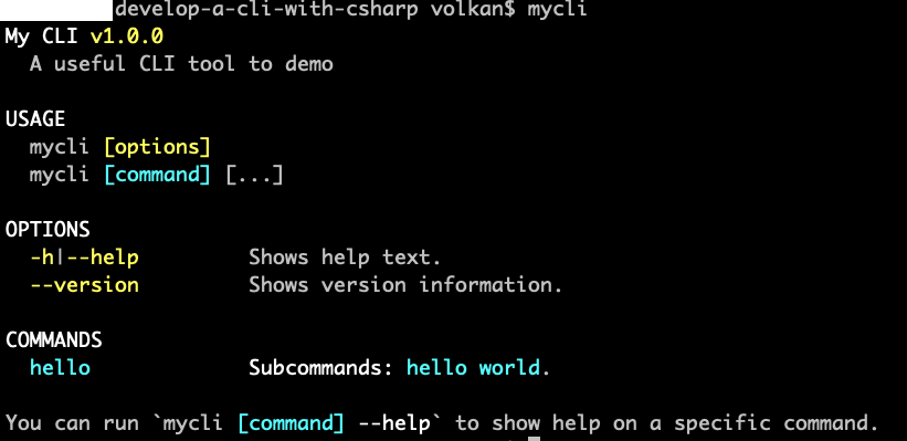 Terminal window showing the output of mycli command running as a CLI