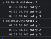 group and groupEnd function output