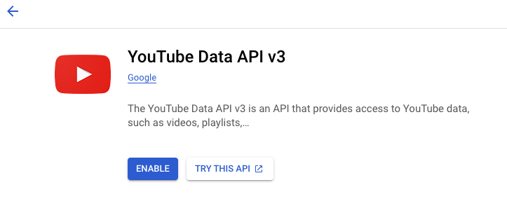 enable youtube API screen