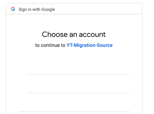Google account selection screen