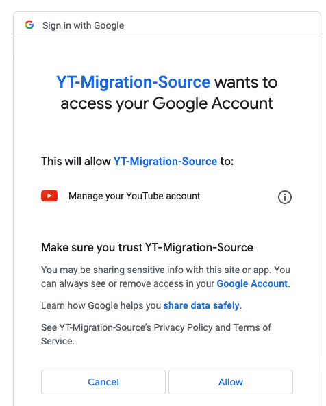 Google asking for permission to access your account by your application 